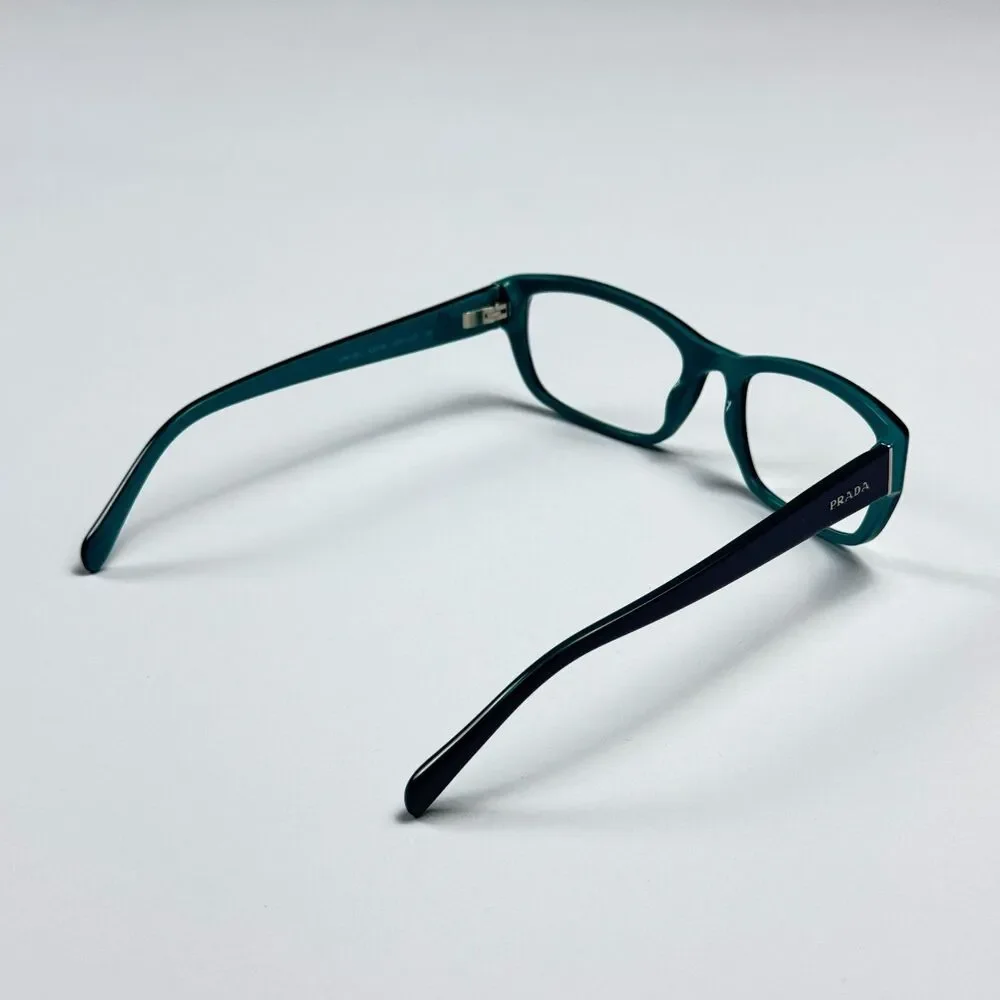 Prada Eyeglass Frames Women 52-18 VPR 18O Black Green Acetate RX Case